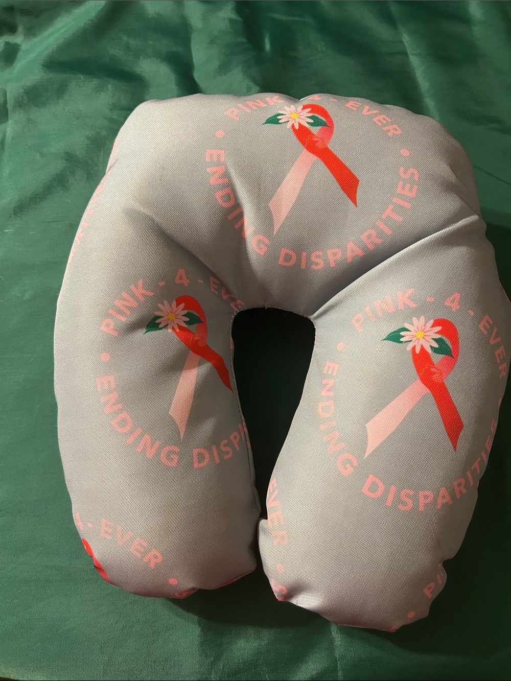 Cancer Awareness Gray Neck Pillow - Supportive Travel Cushion